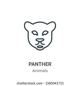 Panther outline vector icon. Thin line black panther icon, flat vector simple element illustration from editable animals concept isolated on white background