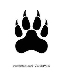 Panther paw black and white flat vector icon and symbol design