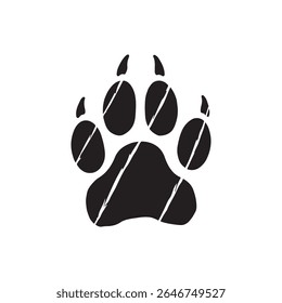 Panther paw print scratch silhouette vector flat illustration design.