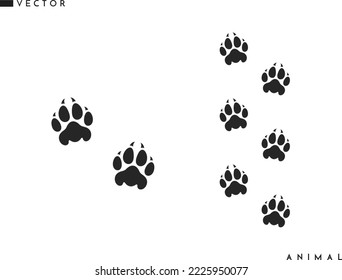 Panther paw prints silhouette. Isolated paw prints on white background