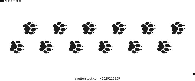 Panther paw prints silhouette. Wild animal. Leopard paw prints 