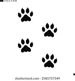 Panther paw prints vector illustration. Wild animal paw prints silhouette