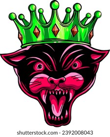 Panther Portrait. Angry Black wild cat head cartoon style. vector illustration design