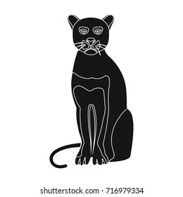 Panther, predatory animal. Pantera, wild cat single icon in black style vector symbol stock illustration web.