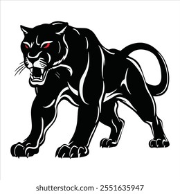 Panther roaring silhouette icon illustration vector