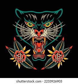 Panther und Rose Tattoo Set Vektordesign