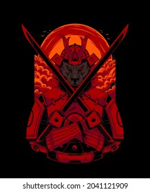 Panther Samurai Illustration. Perfect for T-shirt Product
