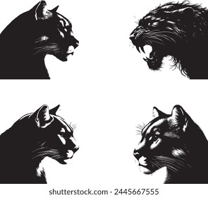 Panther silhouette collection. Logo set.
