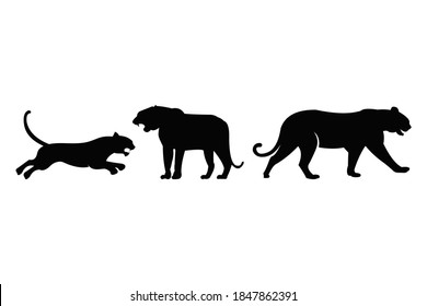 panther silhouette icon vector set for logo