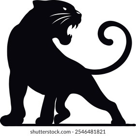 panther silhouette illustration in writhe background  