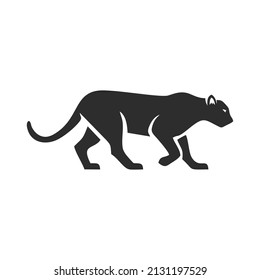 Panther silhouette logo icon. Puma sign. Wild cat Jaguar vector illustration