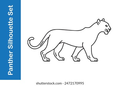 Panther silhouette set with vector collections. 