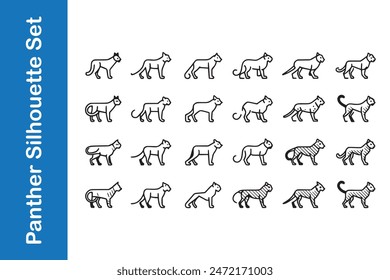 Panther silhouette set with vector collections. 