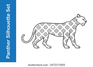 Panther silhouette set with vector collections. 