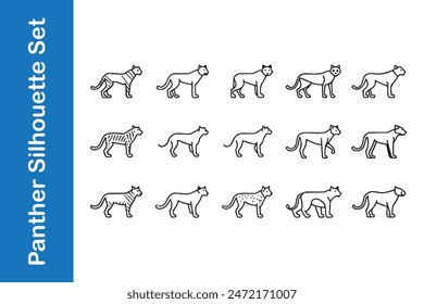 Panther silhouette set with vector collections. 