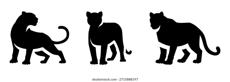 Panther Silhouette Vector Collection Isolated Background