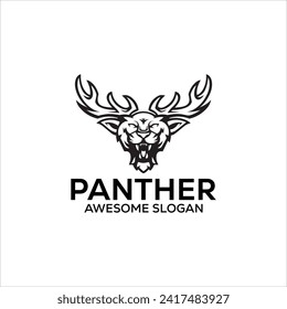 panther simple mascot Abstract logo design illustration  