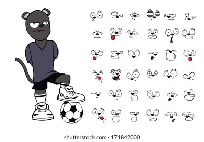 panther soccer cartoon set vector very easy to edit