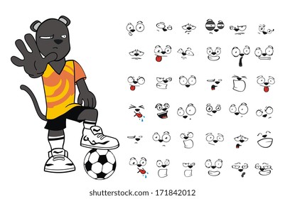 panther soccer cartoon set vector very easy to edit