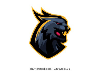 Panther sport gaming mascot logo cartoon illustration vector