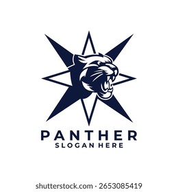 Panther and star logo design vector template