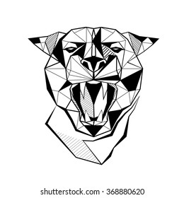 Panther Stylized Triangle Polygonal Model