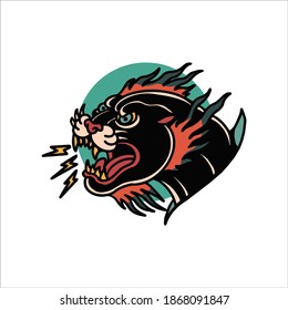 panther tattoo illustration vector design