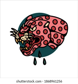 panther tattoo illustration vector design