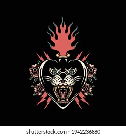 panther tattoo illustration vector design