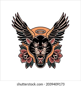 panther tattoo illustration vector design