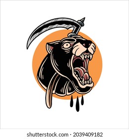 panther tattoo illustration vector design