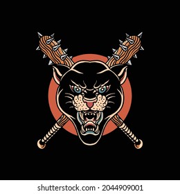 Panther Tattoo Illustration Vector Design