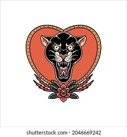 panther tattoo illustration vector design