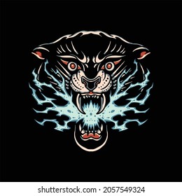 panther tattoo illustration vector design