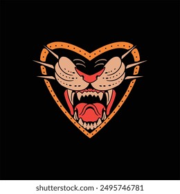 panther tattoo illustration vector design