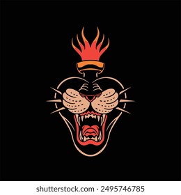 panther tattoo illustration vector design