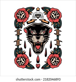 panther tattoo set vector design