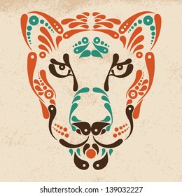 Panther tattoo, symbol decoration illustration