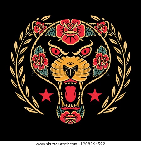 PANTHER TRADITIONAL TATTOO DESIGN VECTOR