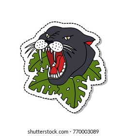panther traditional tattoo flash