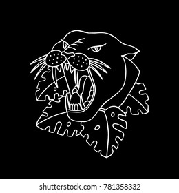panther traditional tattoo flash