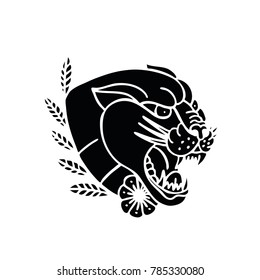 panther traditional tattoo flash