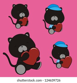 panther valentine heart set in vector format very easy to edit