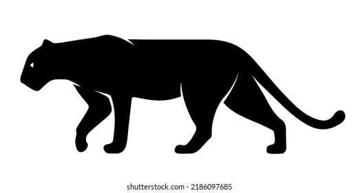 Panther. Vector black silhouette isolated on a white background