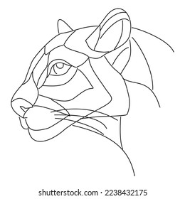 panther in vector.  Geometric representation of paniera.  Print on clothes.  The logo is unique.  Vector image.  Panther, lioness, cat