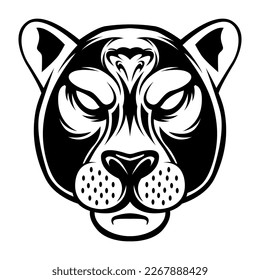 Panther Vector. Panther Head Drawing Black And White Logo design vector illustration in Modern style Design