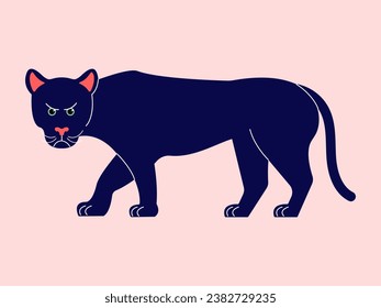 Panther. Vector illustration of a panther in flat style. Minimalism. Simple smooth shapes.