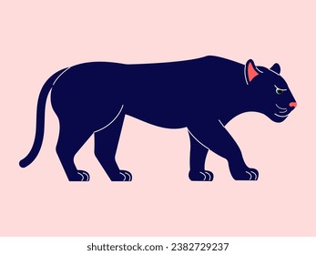 Panther. Vector illustration of a panther in flat style. Minimalism. Simple smooth shapes.