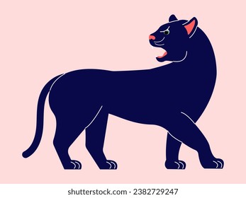 Panther. Vector illustration of a panther in flat style. Minimalism. Simple smooth shapes.