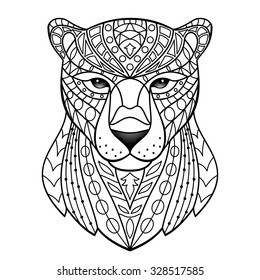 Panther. Vector illustration for textile prints, tattoo, web and graphic design